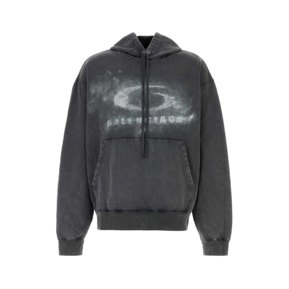 Balenciaga Men Dark Grey Cotton Oversize Sweatshirt